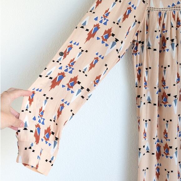 Anthropologie Dolan Left Coast Printed A-line Midi Roll Tab Sleeve Dress, size S - Picture 4 of 10